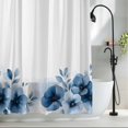 thumbnail image 2 of Blue Flowers Plant Fabric Shower Curtain Watercolors Floral Washable Shower Curtains for Bathroom, Waterproof Bath Curtain with Hooks Home Decor 72x72in, 2 of 8