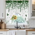 thumbnail image 3 of Swag Valance Curtains for Windows, Green Spring Botanical Light Filtering Kitchen Curtains with Rod Pocket, Weeping Eucalyptus Butterfly Window Treatment Valances for Living Room, 28x36 - 2 PCS, 3 of 9