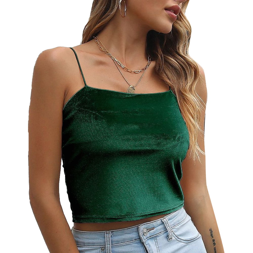 Attraco Women's Ribbed Cami Crop Tops Cropped Camisole with Built in Bra  Tank Top