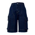thumbnail image 5 of Breezora Casual Womens Denim Cargo Shorts High Waist Distressed Straight Leg Knee Length with Multi Pockets, 5 of 8