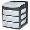 1) Sterilite 20639004 3 Slide Out Drawer Table Desktop Storage Unit Clear Black