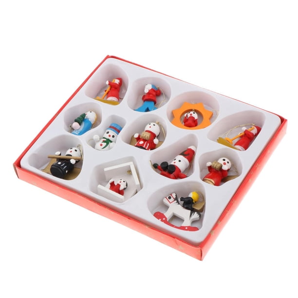 Adornos de árbol de Navidad animales Claus Mini colgantes decoración de árbol de Navidad en caja 12 UDS 1129 SM SunniMix Árboles que cuelgan artesanías de Papá Noel