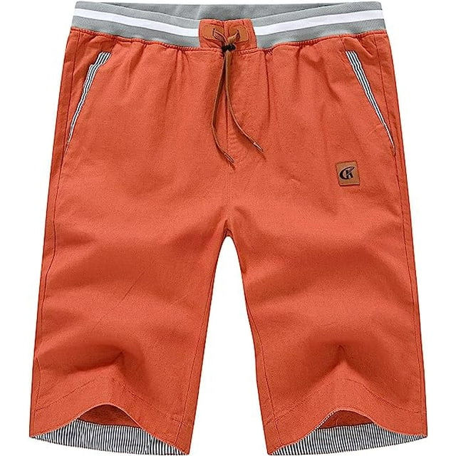Yundobop Mens Shorts Casual Adjustable Drawstring Elastic Waist Slim Shorts