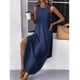 thumbnail image 3 of Vestido largo Zeagoo, casual, holgado, con abertura y bolsillos, azul marino, 3 of 6