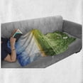 thumbnail image 6 of Spring Soft Flannel Fleece Throw Blanket, Dandelion Flower Field Meadow Rural Grass Vivid Sunset Clouds Idyllic Image, Cozy Plush for Indoor and Outdoor Use, 50" x 60", Lime Green Blue, by Ambesonne, 6 of 6