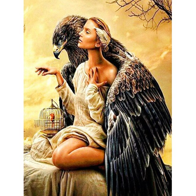 Taladro Pintura Diamante (DE2833) 5D DIY Full Eagle Girl Kits de bordado de punto de cruz 50x70cm Hugtrwg Para estrenar