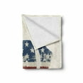 thumbnail image 2 of Sports Soft Flannel Fleece Throw Blanket, Grunge American Flag Themed Stitched Rugby Ball Vintage Design Football Theme, Cozy Plush for Indoor and Outdoor Use, 50" x 60", Cream Blue Red, by Ambesonne, 2 of 6