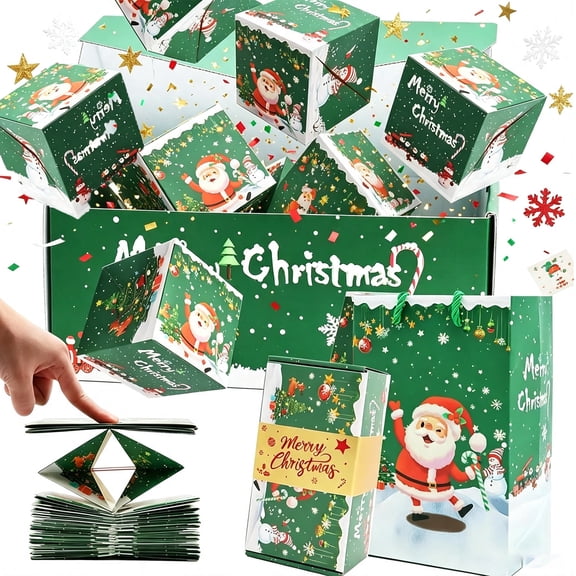 Surprise Gift Boxes - Surprise Gift Box for Christmas, Unique Christmas Folding Bouncing Envelope Gift Box for Gifts, Green, 8pc