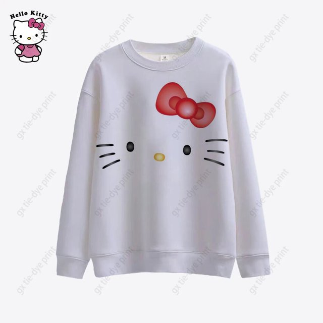 Chandails en Molleton à Capuche Oversize pour Femmes Automne Hello Kitty Décontracté Manches Longues Chandail Mode Urbaine Mince