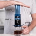 thumbnail image 2 of AeroPress Clear Blue Coffee Press - Método de preparación 3 en 1 que combina prensa francesa, vertido, espresso, café con cuerpo sin arena ni amargor, pequeña cafetera portátil para acampar y viajar,, 2 of 5