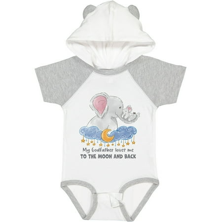 

Inktastic My Godfather Loves Me to the Moon and Back Elephant Family Gift Baby Boy or Baby Girl Bodysuit