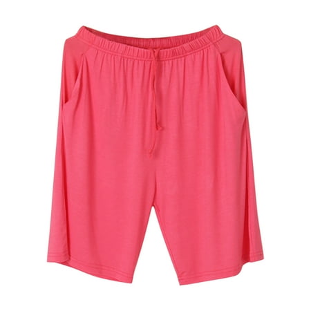 

Women s Summer Sports Solid Color Thin Large Size Home Pants Loose Can Be Worn Outside Five Pajama Pants