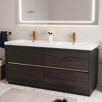 72" Bathroom Vanity Double Sink with Stone Resin Countertop, Freestanding Bathroom Vanity with Soft-Close Drawers Large Bathroom Storage Cabinet Modern espresso