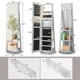 thumbnail image 3 of Gymax 360° Rotating Mirrored Jewelry Cabinet Armoire 3 Color LED Modes Lockable Gray, 3 of 10