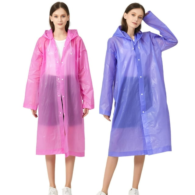 Ponchos de Pluie pour Adultes Femmes Hommes, Manteaux de Pluie en EVA Réutilisables Longs Amples Imperméables avec Capuchon