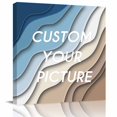 thumbnail image 2 of Navy Blue Brown Ombre Wall Art Painting on Canvas, Modern Geometric Abstract Cream Canvas Art Home Prints Wall Art Framed Modern Artwork for Living Room Bedroom Wall Decor 12x12in, 2 of 8