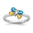 thumbnail image 6 of Sterling Silver Blue Topaz & Citrine Butterfly Ring, 6 of 11