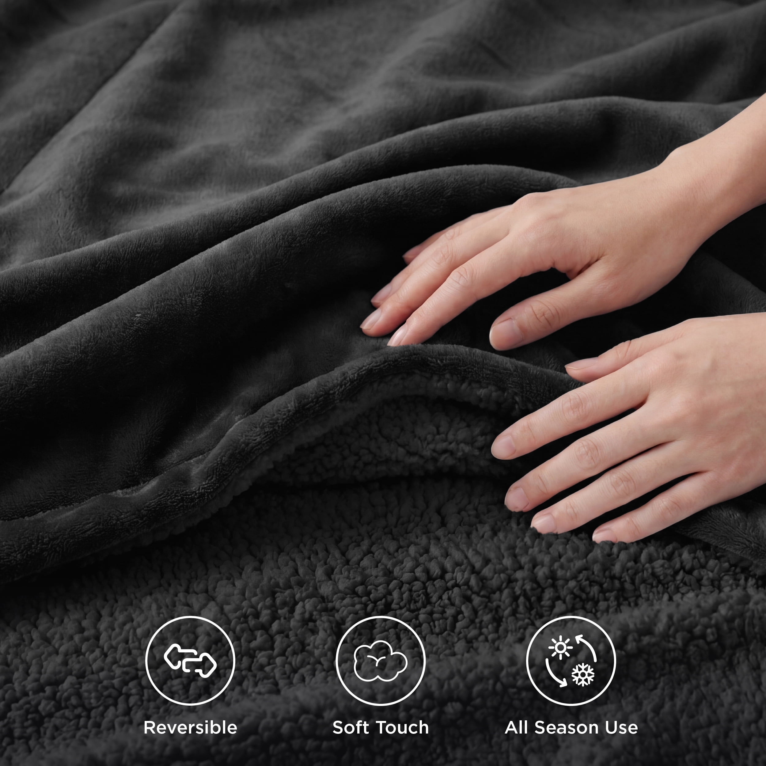 U by Bedsure Sherpa Fleece Throw Blanket Charcoal - Thick and Warm, Soft and Fuzzy Throw, 50x60 inches