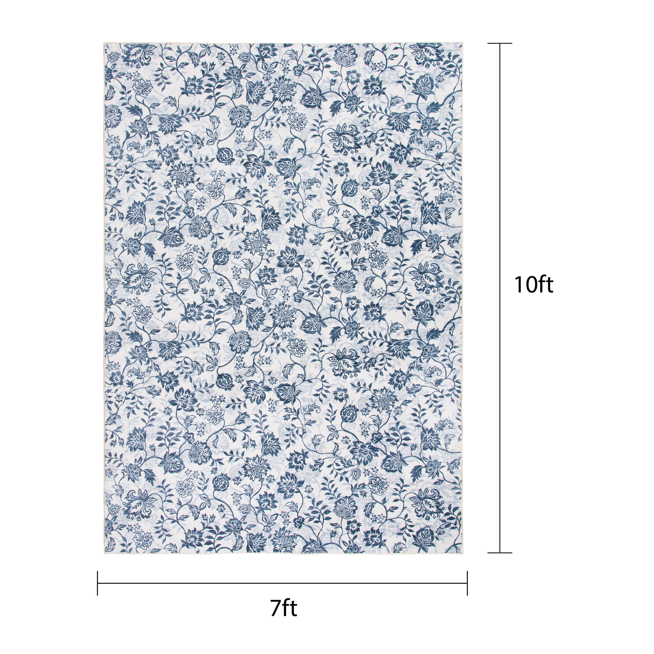 Mainstays Blue Floral Faux Fur Indoor Area Rug, 7'x10'