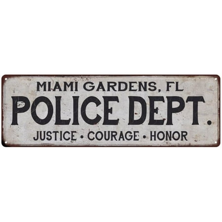 Miami Gardens Fl Police Dept Home Decor Metal Sign Gift 6x18