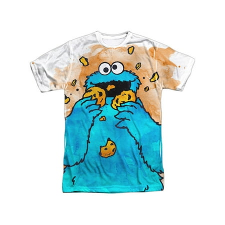 Sesame Street Classic TV Show Cookie Monster Crumbs Adult Front Print T-Shirt