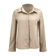 thumbnail image 4 of Button Down Shirts For Women Wrinkle Resistance Dress Shirts For Women Long Sleeve Work Formal Blouses Tops Khaki, 4 of 9