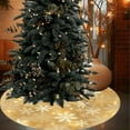 thumbnail image 5 of 35.5" Gold Snowflakes Christmas Tree Skirt, Elegant Xmas Tree Mat for Home, Holiday, Party, Indoor & Outdoor Winter Decorations, Soft Base Cover for Christmas Trees, Festive Holiday Floor Décor, 5 of 6