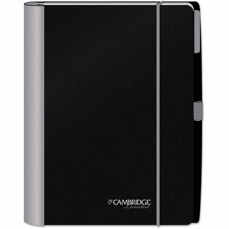 Cambridge Limited Limited Accents Business Notebook, 11" x 8-7/8", 100 Ruled Sheets, Black
