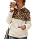 thumbnail image 5 of Sudadera de Mujer con Cremallera de un Cuarto con Estampado de Empalme Sudadera de Felpa Engrosada con Bolsillo para Primavera Otoño Invierno Blanco M, 5 of 9