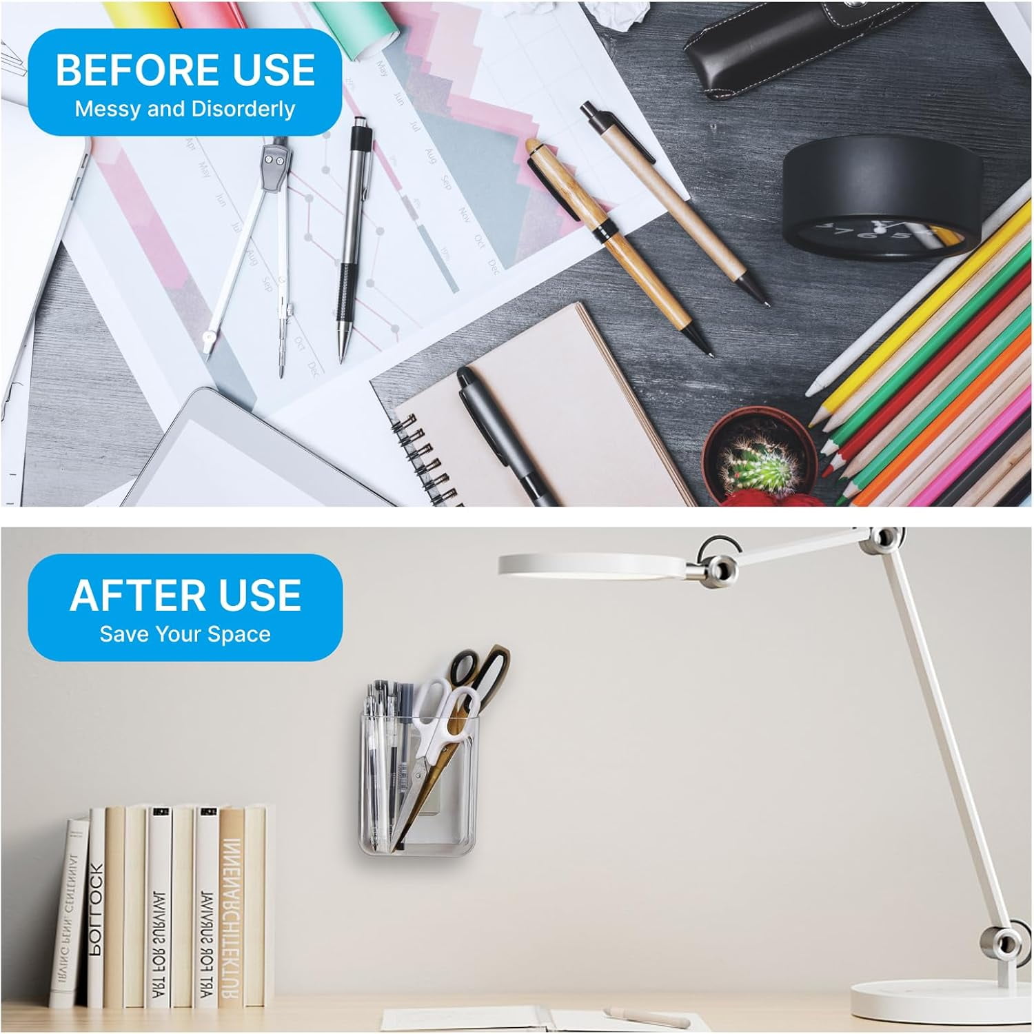 6 Pack Plastic Wall Folders, Clear Wall Mount File Organizer Acrylic Single Pocket Hanging Wall Organizer Magazine Holder Cabinet Storage Bins for Office Bathroom Home, 4.7" x 2" x 4