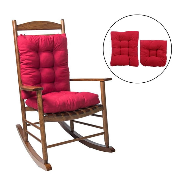 Rocking Chair Cushion Set, Tufted Comfortable Cushions for Rocking Chairs with Ties , Seat 17" *17" and 21" *17", 2 Piece Set (Red)