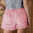 thumbnail image 4 of MIXUE Shorts For Women Summer Solid Color Denim Elastic Waist Drawstring With Pockets Tassel Casual Jeans Shorts Beachwear,Black,XL, 4 of 6