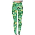 thumbnail image 3 of lcziwo Sales of The Day, Gym Leggings for Women 2025 St Patricks Day Shamrock Clover Print Yoga Pants Casual High Waisted Tummy Control Stretchy Tight Leggings Green XXL, 3 of 6