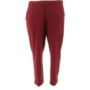 Dennis Basso Luxe Crepe Slim-Leg Pull-On Ankle Pants Wine S NEW A311278