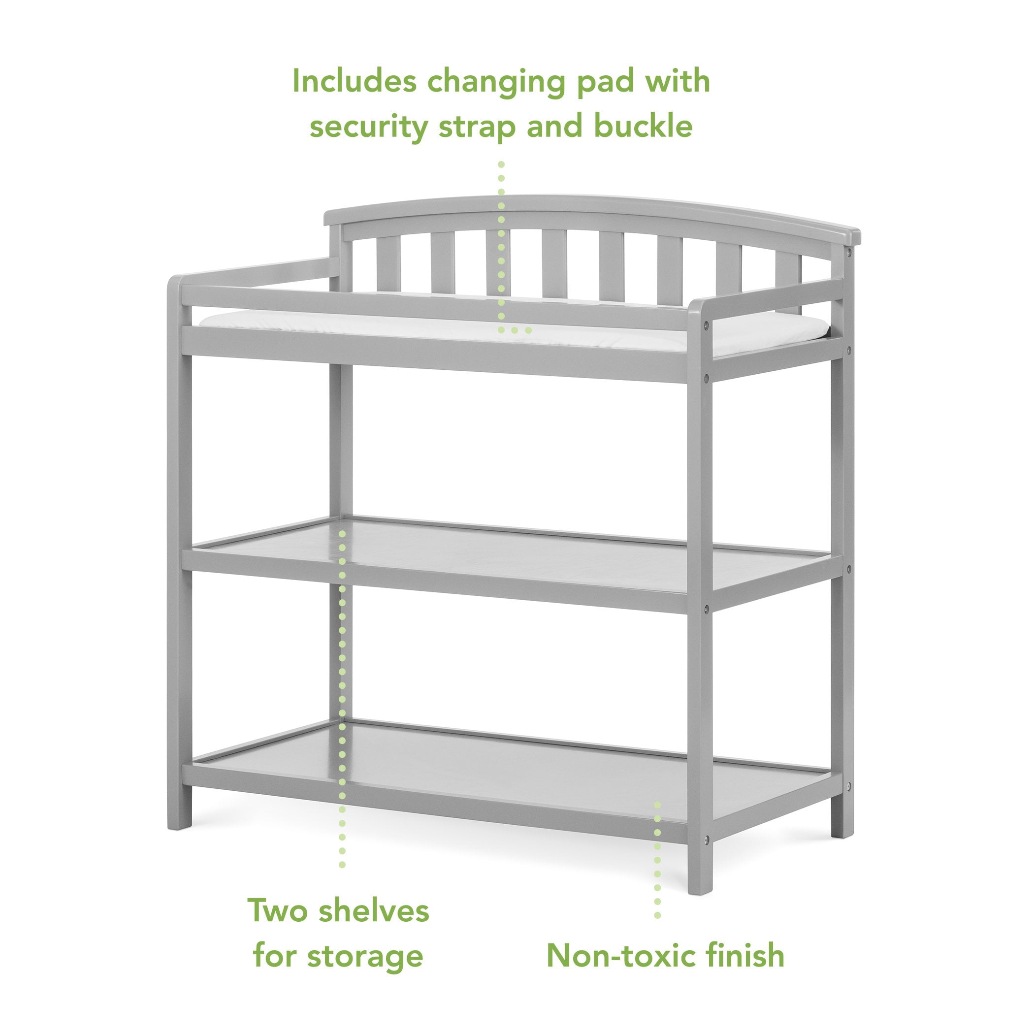 Child Craft Curve Top Changing Table, Cool Gray