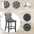 thumbnail image 4 of Bar Stools Set of 4, PAPROOS Velvet Bar Stool with Back, Solid Wood Frame & Nailhead Trim, Counter Height Bar Chair Button Tufted Upholstered Seat, Full Back Bar Stools, Gray, 4 of 8
