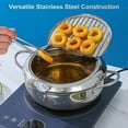 thumbnail image 2 of Stainless Steel Deep Fryer Pot with Lid Japanese Deep Frying Pan Temperature Control Thermometer Oil Drainer Rack for Kitchen Home Use, 2 of 7