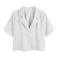 thumbnail image 2 of tasrioml Women Suit Coat Lapel Short Sleeve Loose Fit Suit Jacket with Pockets Solid Color Loose Fit Summer Business Coat, 2 of 8