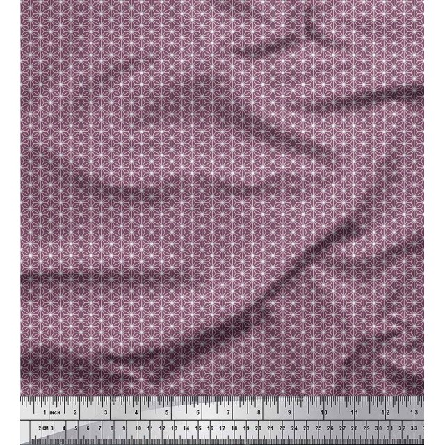 Soimoi Satin Silk Fabric Geometric Small Print Sewing Fabric Yard 42 Inch Wide