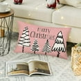 thumbnail image 2 of Merry Christmas Tree Throw Lumbar Pillow Covers 12x20 Inch Pink Farmhouse Christmas Snow Pillow Cases White Winter Holiday Outdoor Home Decor Cushion Cover for Couch, Cotton Linen, 2 of 6