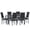 Gray and Black, variant on GDF Studio Fernleaf French Country Fabric Upholstered Wood Expandable 7 Piece Dining Set, Gray and Black