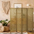 thumbnail image 5 of Fionafurn 4 Panel Wooden Room Divider, Cutout Room Dividers and Folding Privacy Screens, Brown, 5 of 8