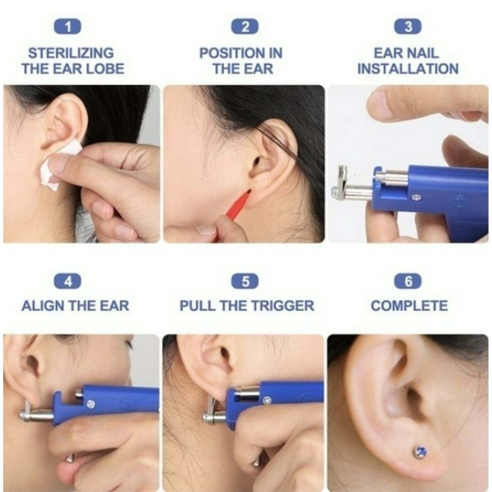 Alloy Ear Piercing Tool Kit Manual Punch Ear Stud Set