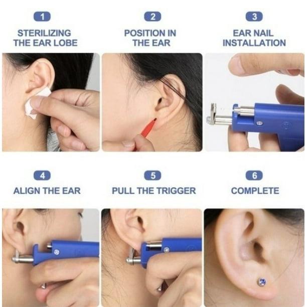 Gprince Alloy Ear Piercing Tool Kit Manual Punch Ear Stud Set Plastic Gun Set