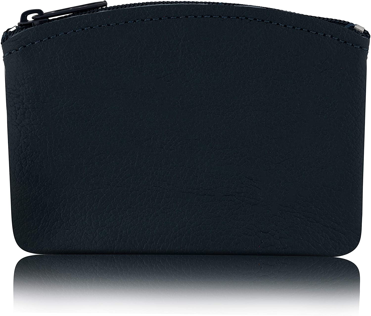 Classic Men's Large Coin Pouch Change Holder, Genuine Leather, Zippered