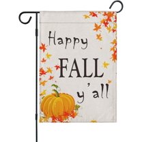 Happy Fall Y''all Garden Flag Pumpkin Maple Leaf Yard Flag Vertical Double Sided Autumn Thanksgiving Farmhouse Outdoor Vintage Decor Small Yard Flag 12.5 X 18