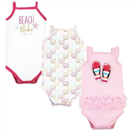 UPC: 0660168703610 | Little Treasure Baby Girl Cotton Bodysuits 3pk  Flip Flops  0-3 Months