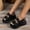 Black, variant on GERsome Women's Fashion Round-toe Solid Color Sandals Thick Bottom Buckle Casual Sandals Trendy Gift Sandals