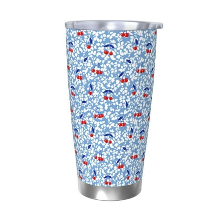 

Fuzoiu Red Cherries Print 20oz Tumbler Stainless Steel Vacuum Insulated Car Cup Insulated Coffee Mug Travel Mug with Lid Thermal Cup for Outdoor-Without Straw