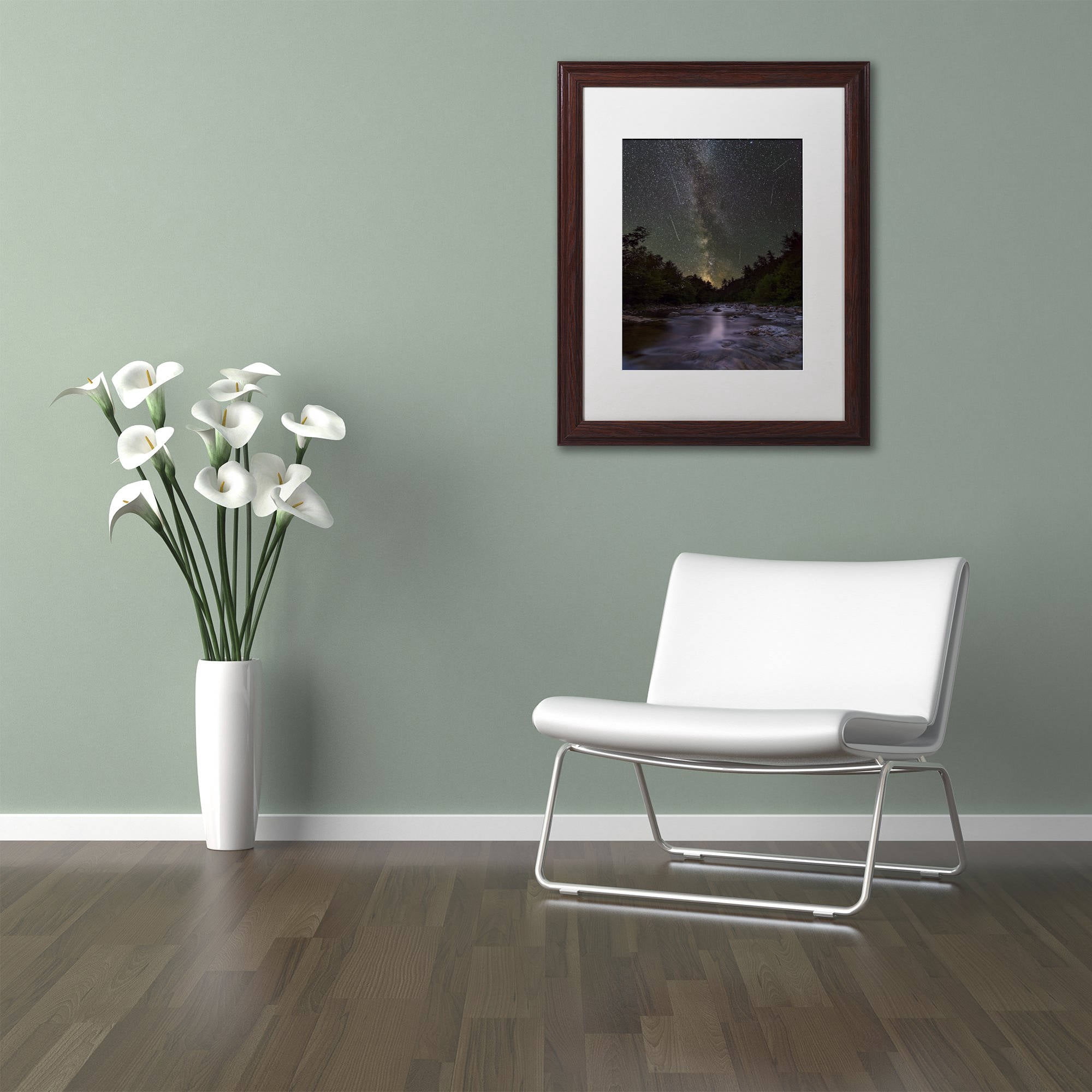Trademark Fine Art "River Runs Through" Canvas Art by Michael Blanchette Photography White Matte, Wood Frame